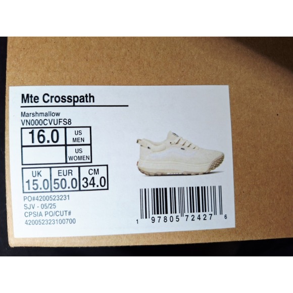 VANS MTE CROSSPATH Men Sz 16 Ultrarange Hiking Off White Rare Cream Marshmallow - Picture 2 of 10